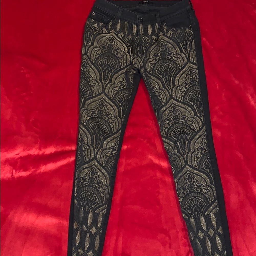 7 FOR ALL MANKIND EMBROIDERED SKINNY JEANS